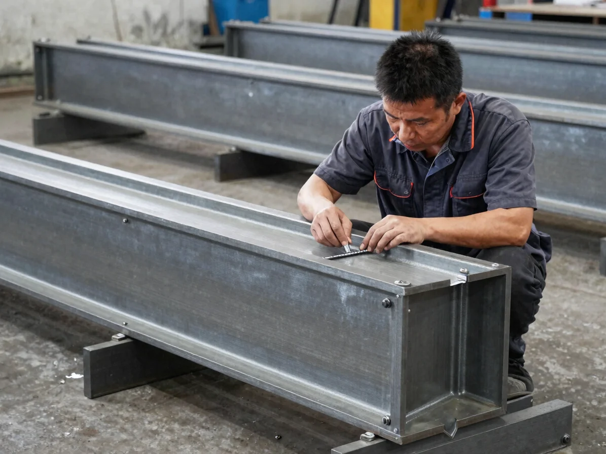 Documentary industrial photography of a technician inspecting a f